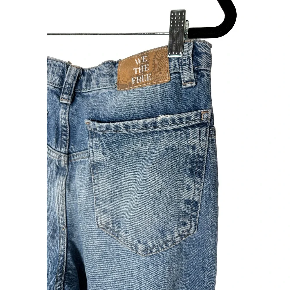 We The Free Women's Tinsley Baggy High Rise Straight Leg Jeans Blue Carpenter 28